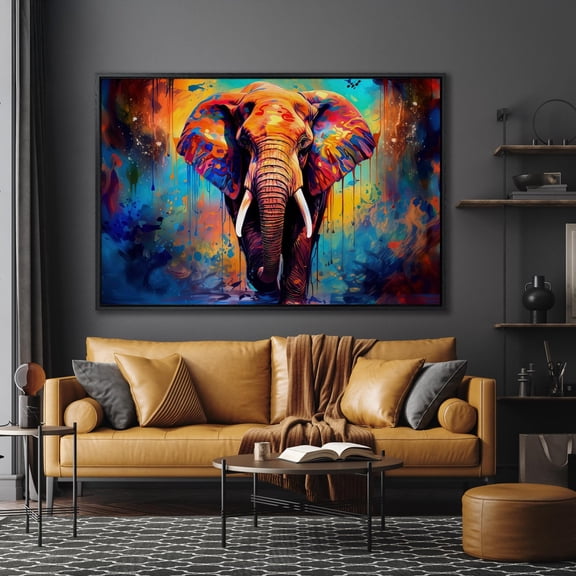 Colorful Elephant wall art print Colorful Elephant Vibrant and bright and colorful animal portrait Wall Art Poster Decor, Size 8x12 UNFFRAMED F03.1.8l2599