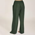 thumbnail image 4 of Herrnalise Women's Casual Trousers Solid Drawstring Waist Long Pants With Pocket Olive Green L, 4 of 7