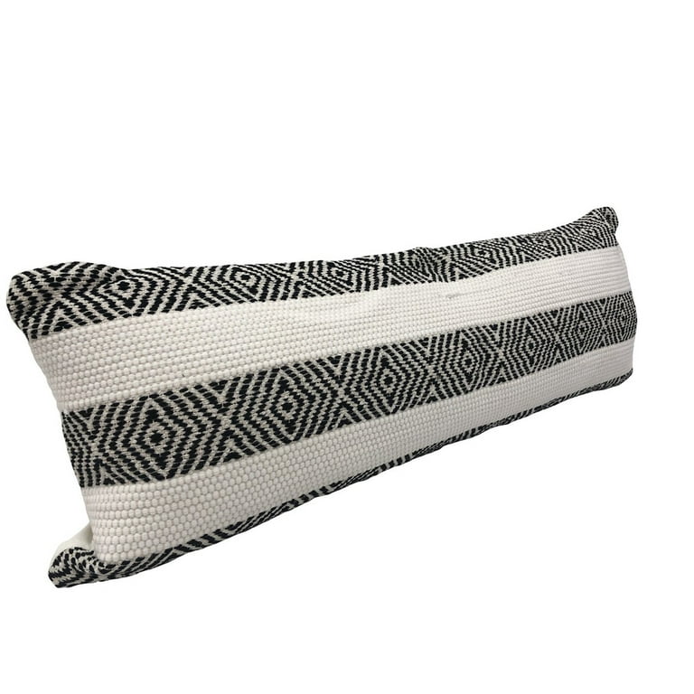 Mix & Match: White Stripe / Black Extra Long Lumbar Pillow - 14x36