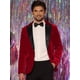 thumbnail image 2 of Blazer de terciopelo para hombre Slim Fit One Button Party Prom Suit Jacket Sport Coat rojo M, 2 of 5