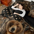 thumbnail image 4 of Homewish Animal Bear Twin Bedding Sets 7-Piece for Female Men Adults,Tree Branches Bedding Comforter Set Microfiber,Camouflage American Flag Breathable Sheet Sets,Lightweight Room Decor,Reversible, 4 of 8