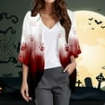 thumbnail image 2 of Fiaer Womens Halloween Cardigans Sweaters 3/4 Sleeve Pumpkin Graphic Open Front Trendy Fall Winter Tops White XXL, 2 of 4