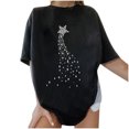 thumbnail image 4 of Moda mujer damas hombros caídos mangas sueltas manga corta Top pulóver Tops Pompotops hfajkhk125987, 4 of 9
