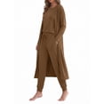 thumbnail image 4 of Weekease 3 Piece Sets for Women Crew Neck Tank Pockets Drawstring Pant Long Sleeve Cardigan Fall Pajamas Comfy Loungewear, 4 of 8