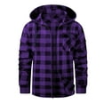 thumbnail image 5 of Mens Plaid Hooded Jacket Full Zip up Fall Lightweight Outwear Long Sleeve Casual Outdoor Active Checkered Coat New Casual Jackets for Men Plus Size Purple XL, 5 of 6