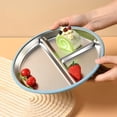 thumbnail image 2 of 2PCS Stainless Steel Kids Plates 9 Inch Toddler Divided Plates with Removable Silicone Sleeves 4 Suction Cups, 2 of 7