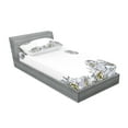 thumbnail image 2 of Ambesonne Flower Fitted Sheet & Pillow Sham Set, Chamomiles Springtime, Twin, Grey Mustard, 2 of 2