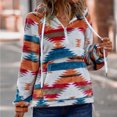 thumbnail image 4 of Moda mujer manga larga otoño camiseta impresión bolsillos con capucha blusa Tops Pompotops FGAJ22891, 4 of 6