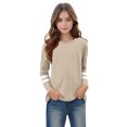 thumbnail image 4 of Fesfesfes Girls Blouse Toddler Kids Boys Spring Summer Stripe Print Graphic T-shirt 3-14 Years Fashion Cute Round Neck Print Long Sleeve Tops(Khaki,5 Years), 4 of 6