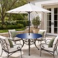 thumbnail image 2 of Round Outdoor Tablecloth with Umbrella Hole and Zipper, Navy Blue Ombre Tablecloth with Elastic Waterproof, Aesthetics Modern Abstract Art Gradient Patio Table Covers for 36" - 44" Pool Tables, 2 of 9