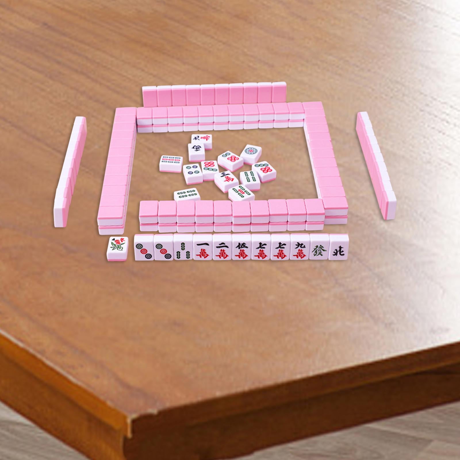 LeeQinersw 144x Chinese Version Game Set Leisure Time Chinese Style Game Mini Mahjong Tiles Pink