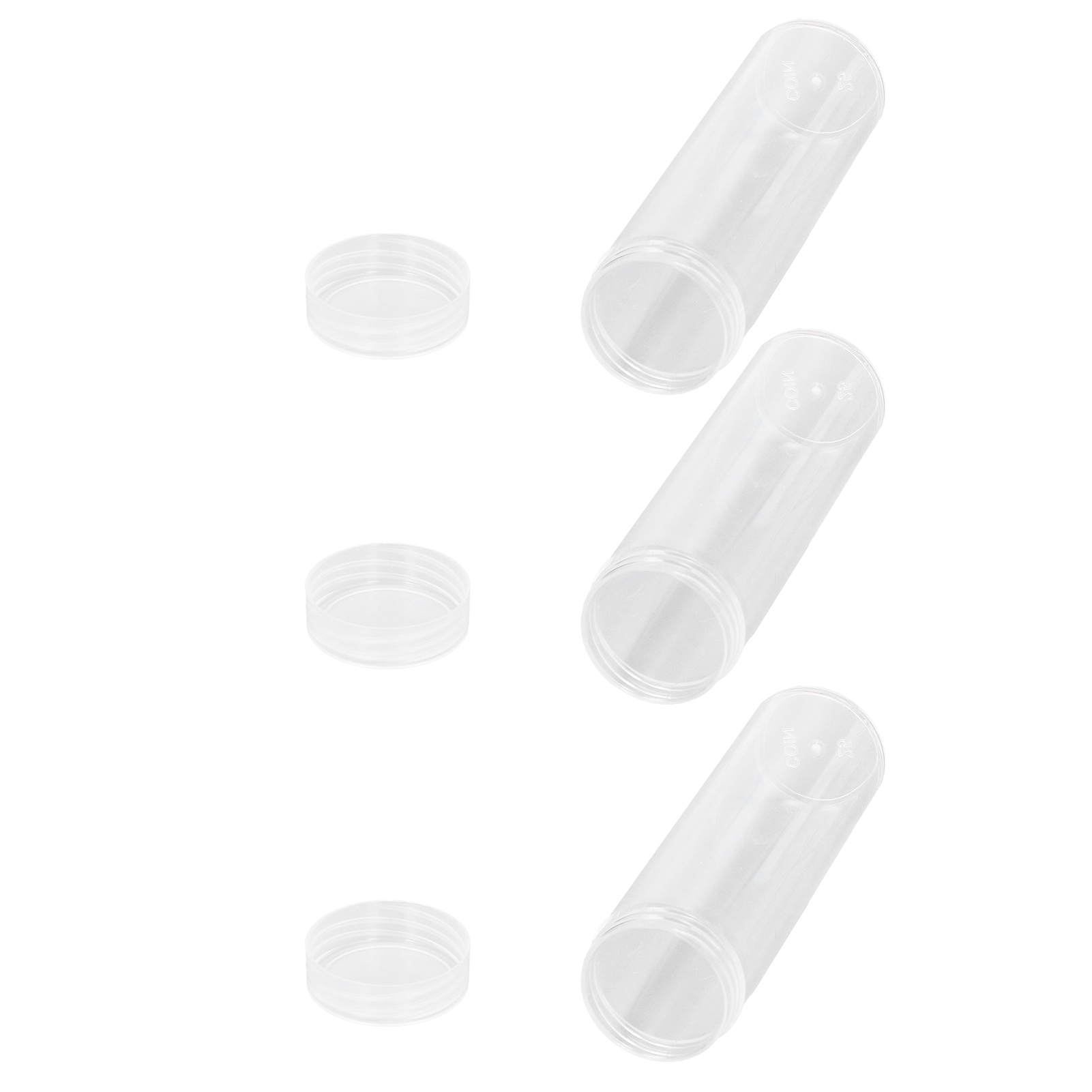 Coin Tube, 25MM / 0.98IN Round Plastic Clear Coin Storage Tubes, Coins Collection With Cushion Sponge, Coin Trays Holder Boxes