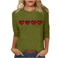 thumbnail image 1 of Plebaso Chemises à Manches 3/4 pour Femmes Mignonnes avec Cœur Hauts Amples Décontractés Blouses à Col Rond T-Shirts Imprimés, 1 of 4