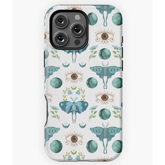 Celestial Blue Moth Mystical Design N5677 Phone Case for iPhone 17 16 15 14 13 12 11 Pro Max