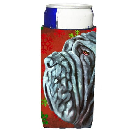 

Carolines Treasures LH9575MUK Neapolitan Mastiff Red Snowflakes Holiday Christmas Ultra Hugger for slim cans Slim Can