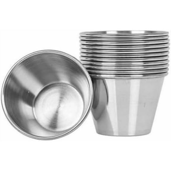 Soro Essentials- Set of 12 Stainless Steel 2.5 oz. Dipping Sauce Cups- Condiment Cups Individual Round Ramekin Small Metal Portion Cups for Kitchen Restaurant Camping BBQ Party Seafood