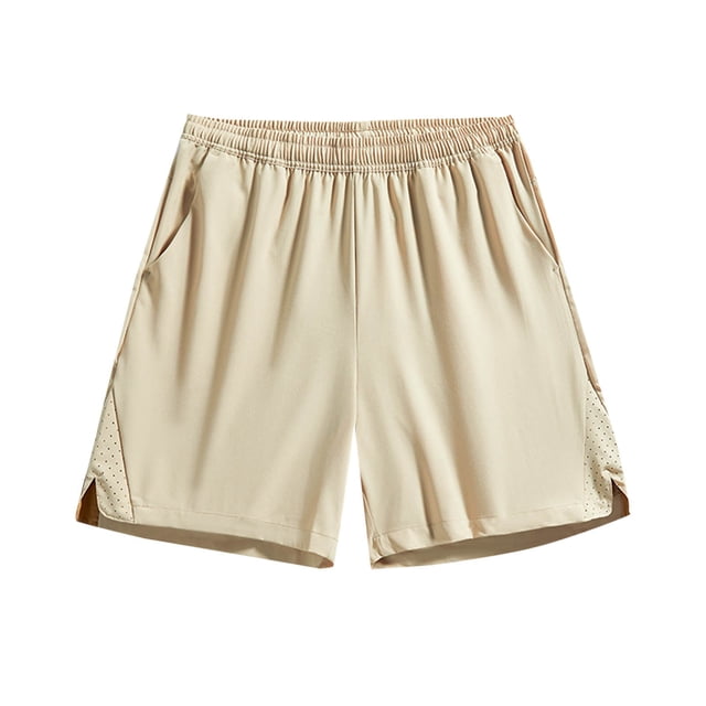WRKEKC Summer Shorts for Men Solid Color Casual Loose Pocket Lining Drawstring Elastic Waist Shorts 5-Inch Inseam with Comfortable Fit