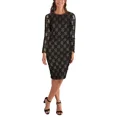 thumbnail image 1 of Kensie Womens Metallic-Patterned Dress, Black/8, 1 of 2