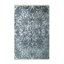 EORC MR7926GY6X9 Hand-Knotted Wool & Bamboo Silk Modern Classic Rug, 6' x 9', Gray Area Rug