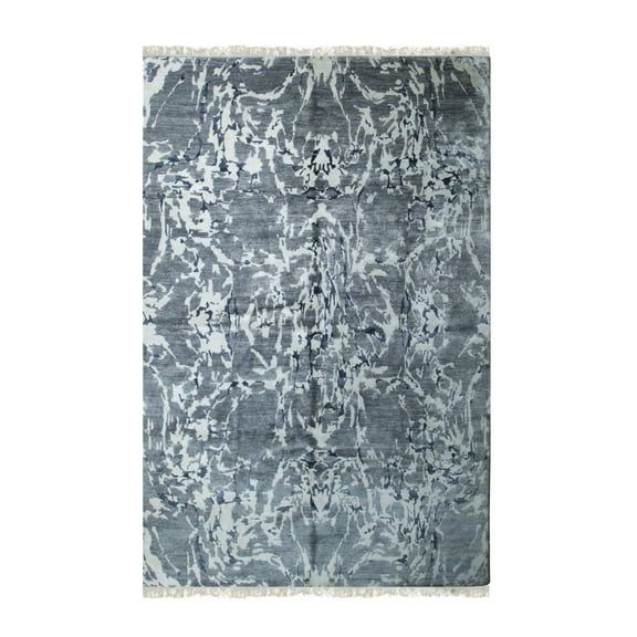 EORC MR7926GY6X9 Hand-Knotted Wool & Bamboo Silk Modern Classic Rug, 6' x 9', Gray Area Rug