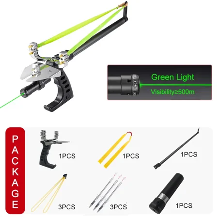 Hunting Fish Straight Rod Precision Telescopic Catapult Slingshot Green Laser Fishing Reel High Power Shooting Fishing Slingshot