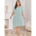 thumbnail image 3 of PinkBeautiM Nightgowns for Women Plus Size Floral Print Short Sleeve Pleated Sleepwear, 3 of 6