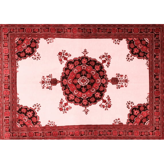 Ahgly Company Indoor Rectangle Medallion Red Traditional Area Rugs, 5' x 8'