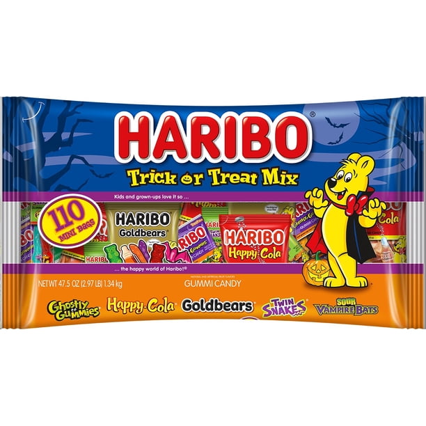 Haribo Trick or Treat Mix 47.5oz 110 TreatSized Packs of Spooky