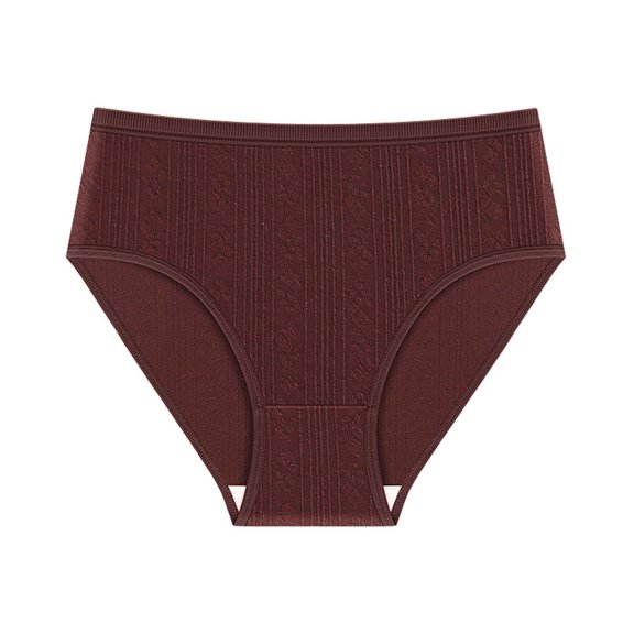 Gmluru Panties For Women Plus Size Solid Color Patchwork Briefs Knickers Coffee L