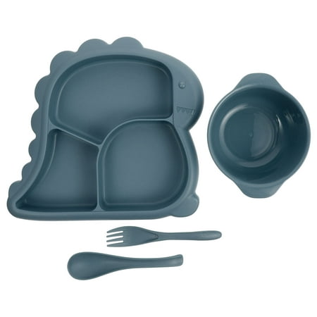 

Xing 1 Set Toddler Divided Plate Kids Bowl Children Dinosaur Plate Kids Fork Spoon