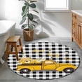 thumbnail image 3 of Round Rug 3.3Ft Washable Non-Slip, Yellow Truck Circle Area Rugs for Living Room Bedroom, Farmhouse Bee Daisy Black White Buffalo Plaid Indoor Floor Mats Carpet Runner for Home Decor Aesthetic, 3 of 8