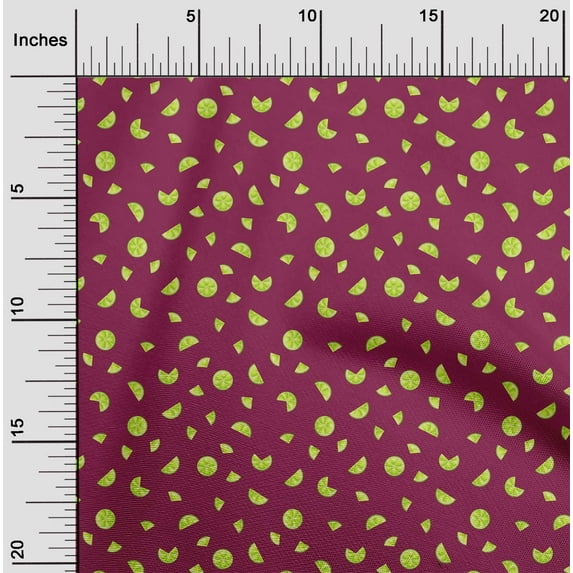 oneOone Viscose Chiffon Fabric Lemon Slice Vegetable Print Sewing Fabric BTY 42 Inch Wide