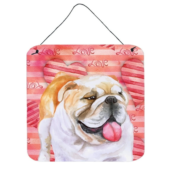 Carolines Treasures BB9726DS66 English Bulldog Love Wall or Door Hanging Prints Red 6HX6W multicolor