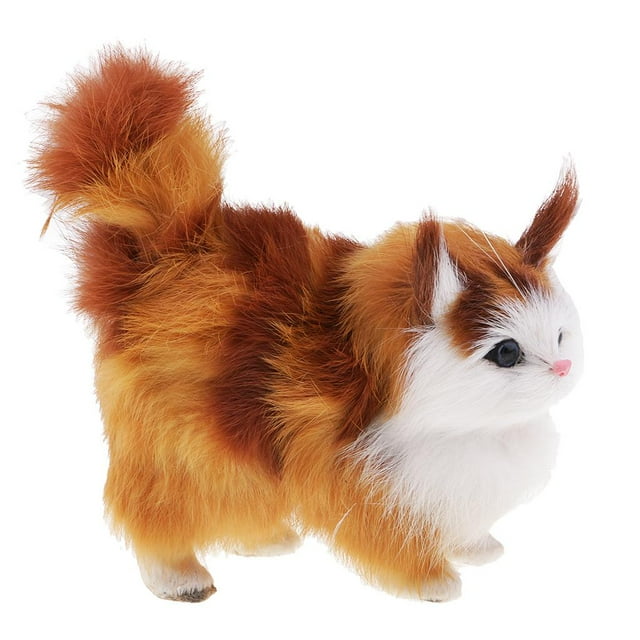 lionlar Simulation Cat Toy Plush Animal Toy Stuffed Cat for Home Car Decorations Brown