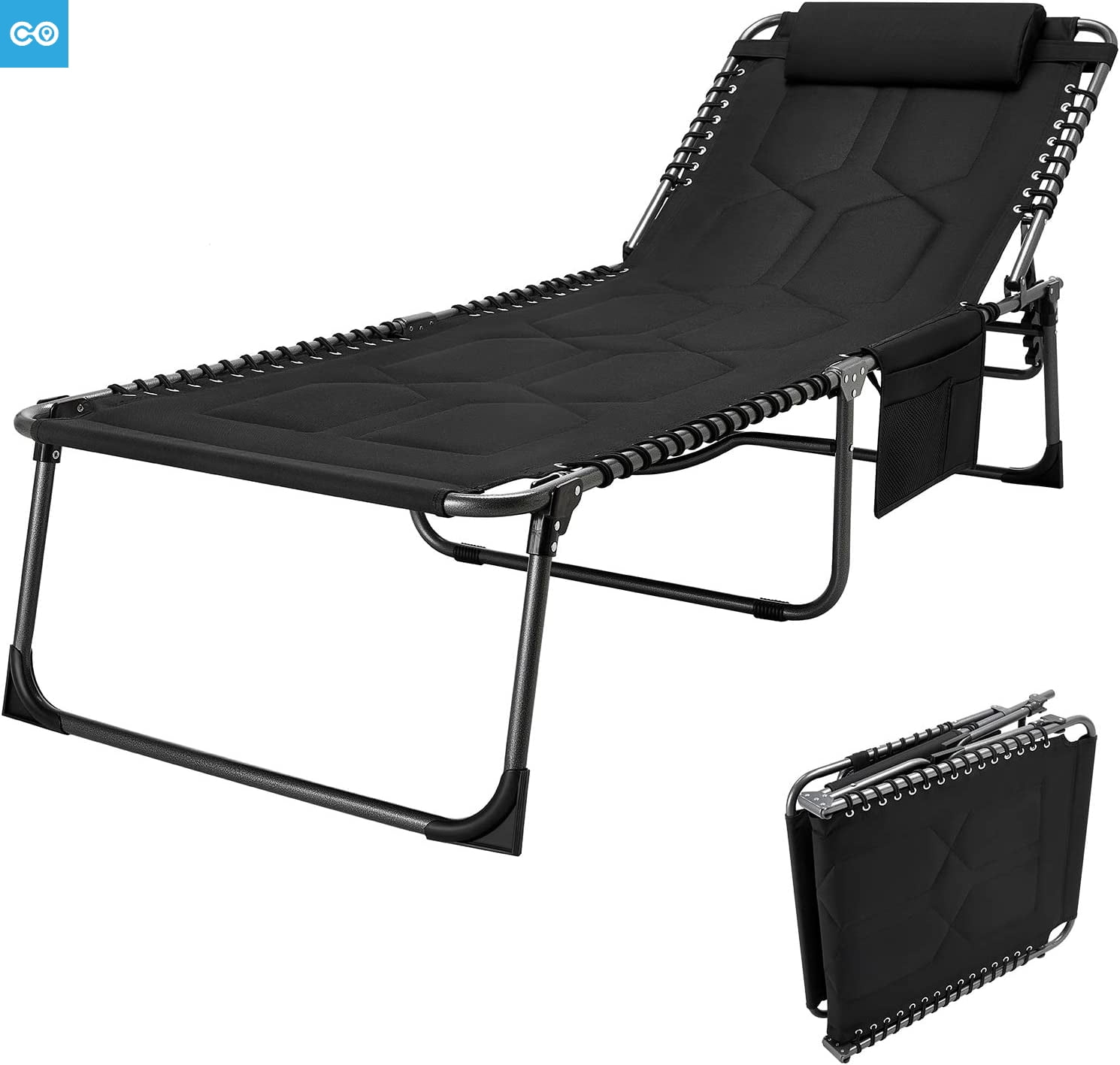 Oversize Padded Folding Chaise Lounge Chair for Patio Beach Lawn