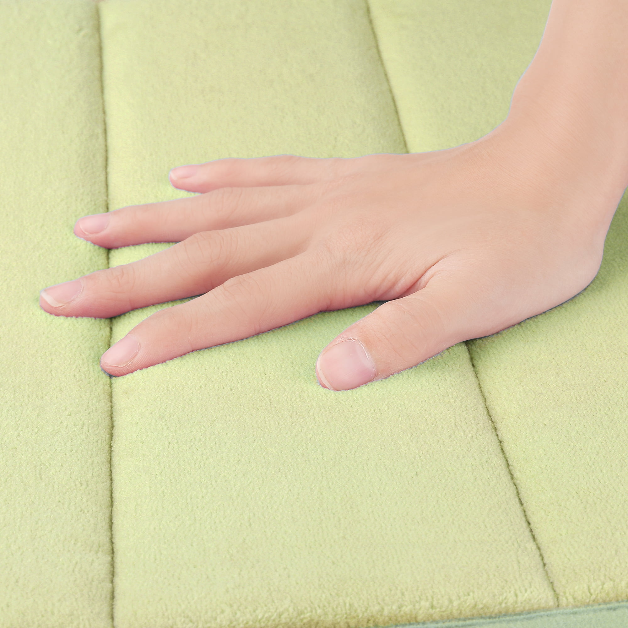 Unique Bargains 2 Pcs Soft Thick Absorbent Quick Dry Bathroom Bath Rugs Non Slip Green 16" x 24"
