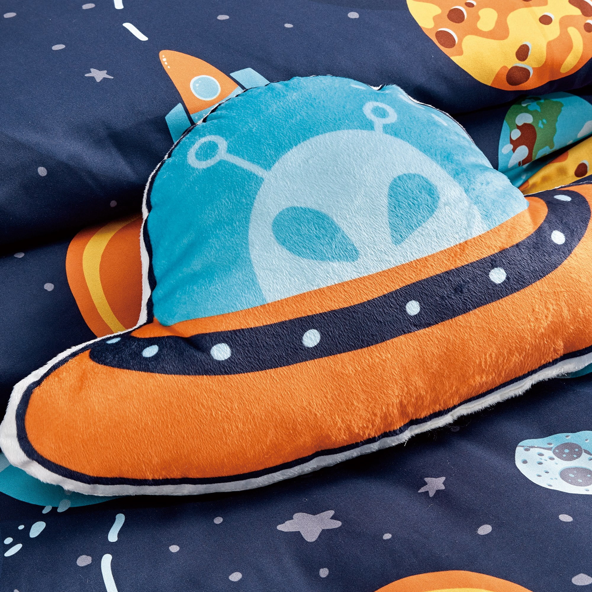 EvJK 3-4PC KID COMFORTER – Soft & Cozy Luxury Print Comforter with Coordinated Shams and Toy Pillow – Universe Pattern, Twin