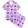 thumbnail image 2 of Pyjamas en Satin pour Filles Imprimé Manches Courtes Ensemble de Hauts Boutonnés Pyjamas Classiques Ensemble de Pyjamas Garçons Filles Mode, 2 of 3