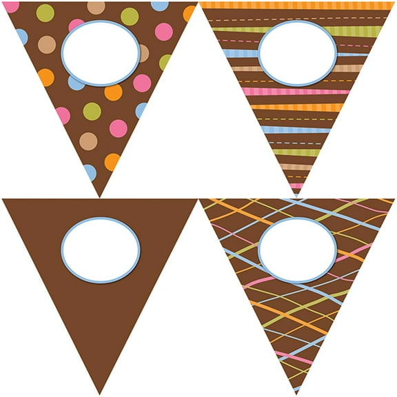 CTP5977 - Dots on Chocolate Pennants 10" Jumbo Designer Cut-Outs by Creative Teaching Press