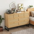 thumbnail image 6 of 6 Drawer Dresser for Bedroom, Rattan Dresser Drawer with Metal Handles, Modern Wooden Dresser Chest, 6 of 8