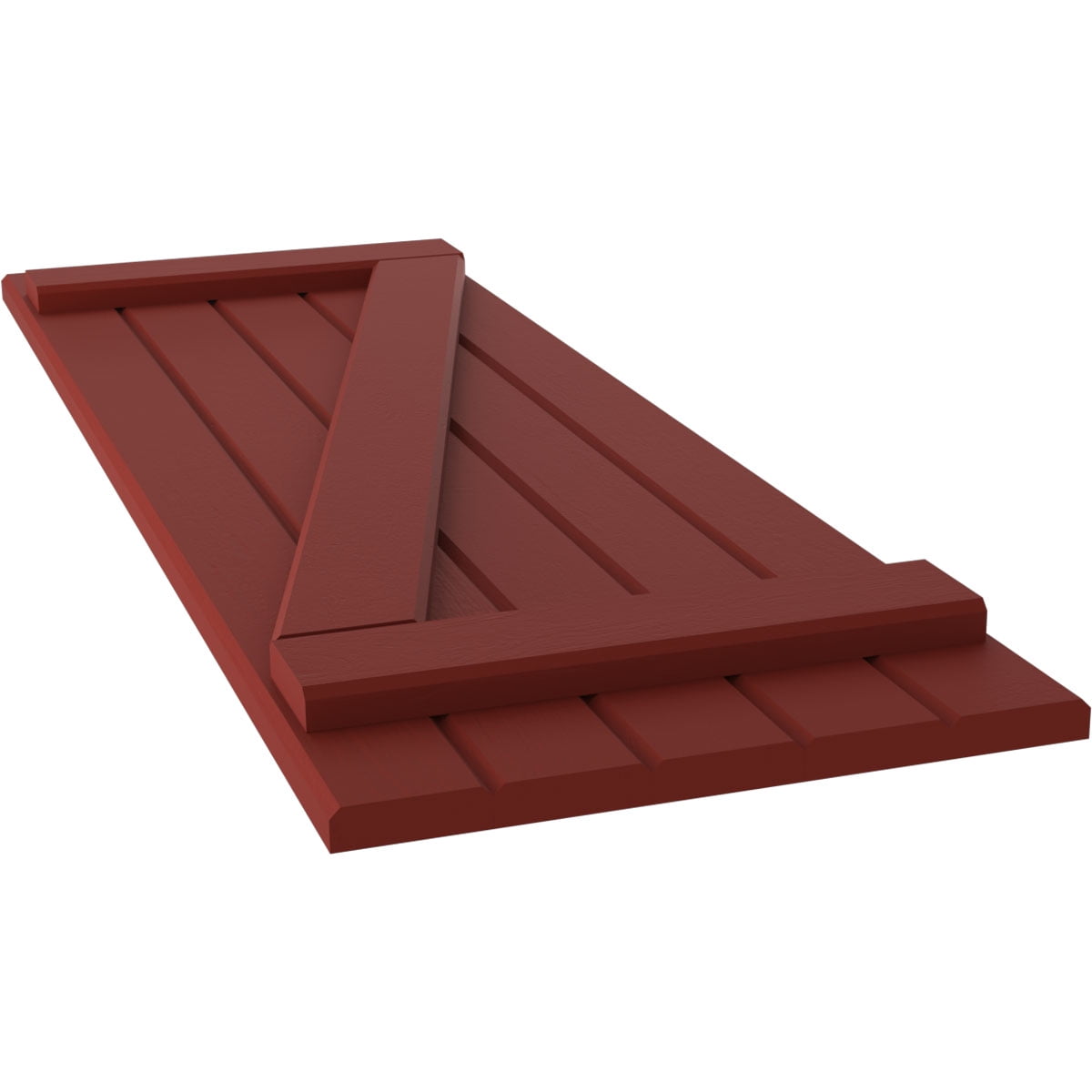 Ekena Millwork 17 1/2"W x 72"H Americraft Five Board (2 Batten) Exterior Real Wood Joined Board-n-Batten Shutters w/ Z-Bar (Per Pair), Pepper Red