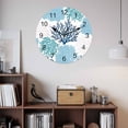thumbnail image 2 of Wall Clock Teal Blue Coral Clocks PVC Silent Non-Ticking Battery Operated Decorative Ocean Marine Life Round Clock for Home Living Room Kitchen Bedroom Office School Wall Decor 14 Inch, 2 of 9
