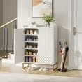 thumbnail image 2 of Tribesigns Shoe Cabinet for Entryway, 25 Pairs Shoe Cabinets with Doors, 5-Tier Wood Shoes Rack Organizer, White and Gold, 2 of 5