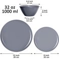 thumbnail image 2 of GHSDFBB 18 Pieces Plastic Kitchen Dinnerware Set, Plates (8 Inch & 10 Inch), Bowls (32OZ), Service for 6 (Dark Gray), 2 of 4