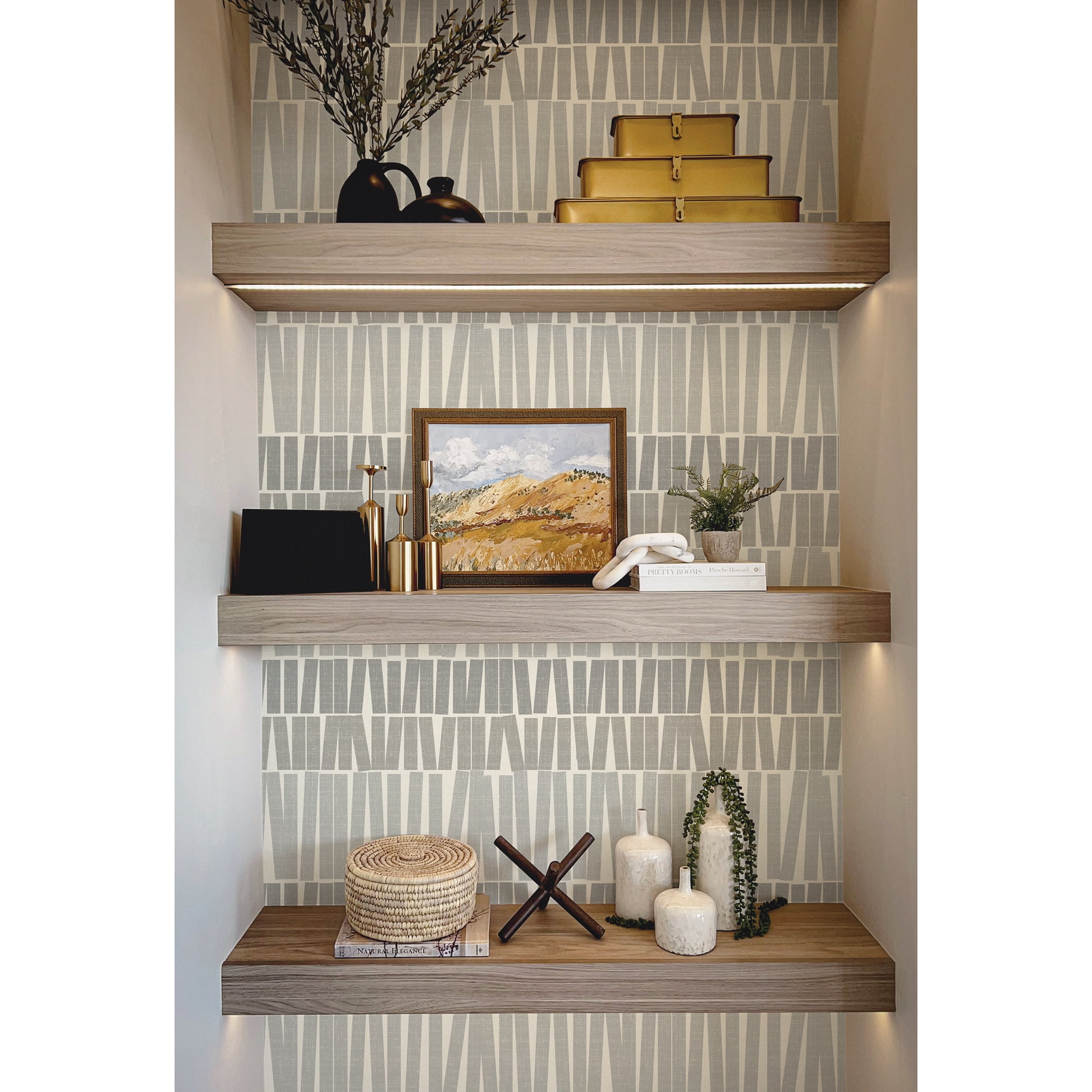 (2 pack) Better Homes & Gardens Gray Gwen Stripe Peel and Stick Wallpaper, 20.5" x 18'