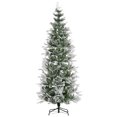 thumbnail image 1 of HOMCOM 7.5ft Snow Flocked Artificial Christmas Tree Pencil Shape, 1 of 10