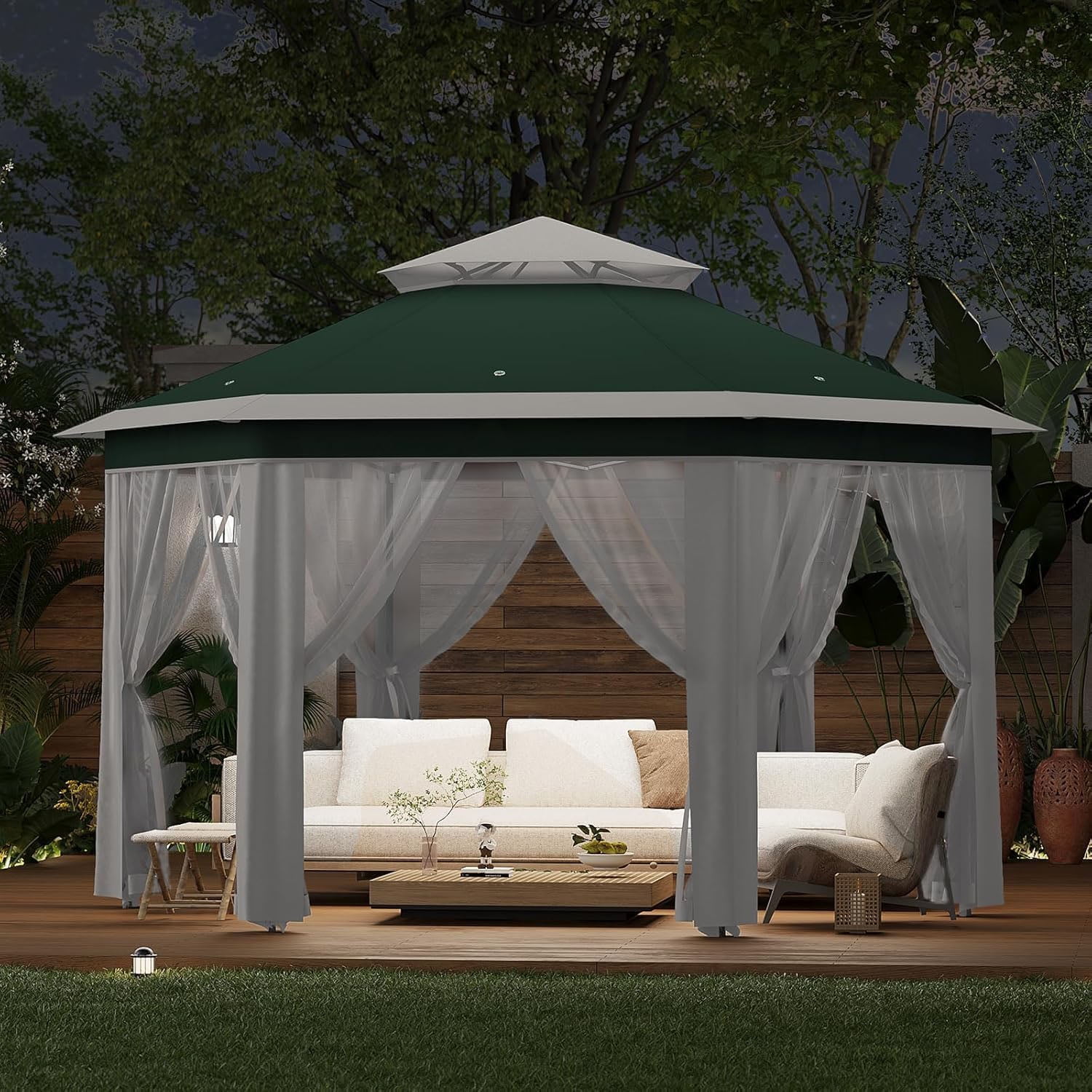 Ataucjin6.5 x 6.5ft, 6 Sided Outside Canopy Tent with Mosquito Netting, Small Outdoor Patio Gazebo Tent with Heavy Duty Steel Frame for Backyard Patio Garden Activities