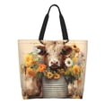 thumbnail image 1 of Easygdp Bucket Flower Cow Bolsas Tote para Mujer, Bolsos de Hombro para Viaje, Bolsos de Mano de Gran Capacidad para Compras y Trabajo, 1 of 8