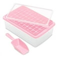 thumbnail image 1 of Bandeja de Cubitos de Hielo con Tapa y DepóSito de Almacenamiento, Bandeja de 55 Hielos de FáCil LiberacióN con Tapa Resistente una Derrames, Recipiente, Pala Rosa, 1 of 5
