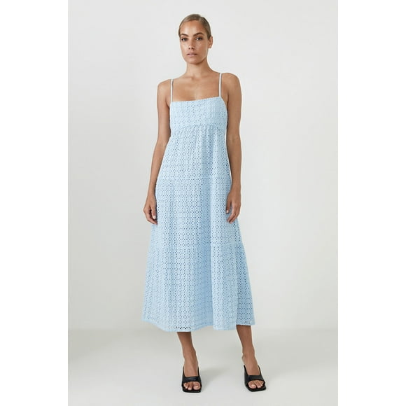Bardot Broderie Flow Eyelet Sleeveless Dress In Light Blue Size XL/12 $148